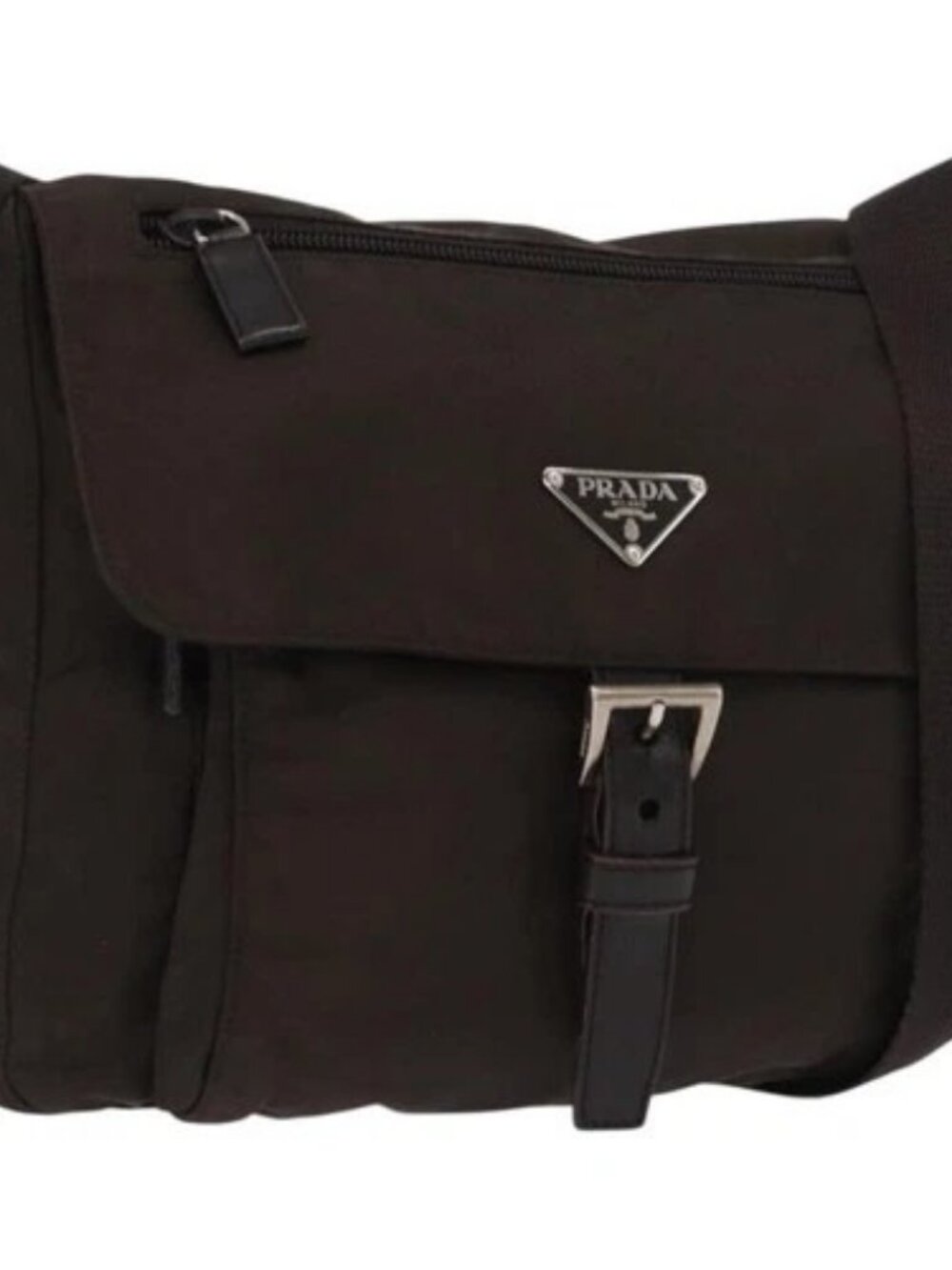 PRADA Shoulder Bag Nylon Brown Silver Auth ep13123